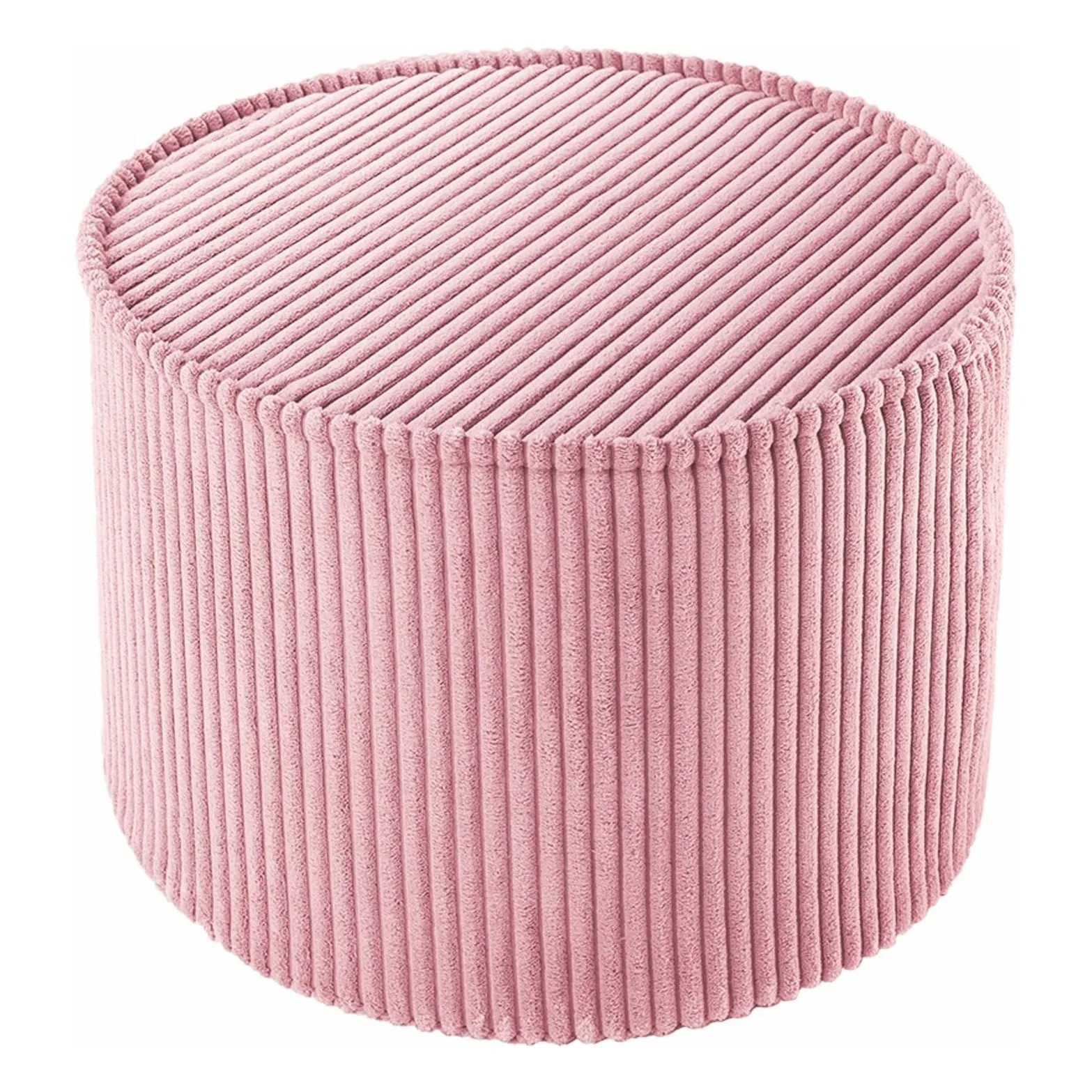 Pouf en velours côtelé | Rose- Image produit n°0