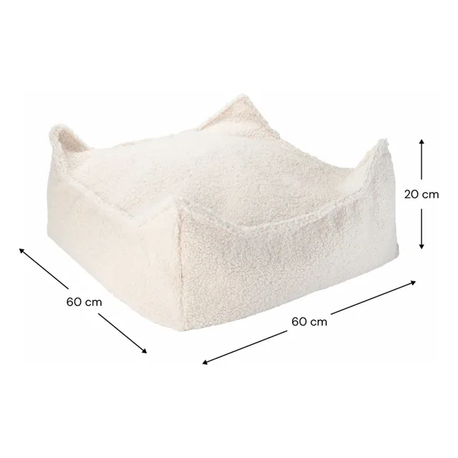 Pouf ottoman en teddy | Ecru