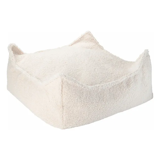 Pouf ottoman en teddy | Ecru