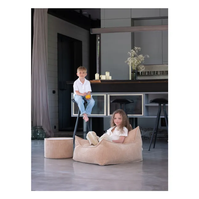 Pouf in velluto a coste | Beige