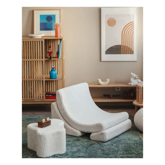 Fauteuil en teddy Moon | Ecru