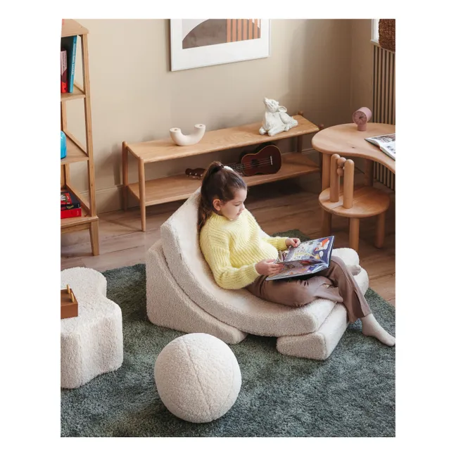 Fauteuil en teddy Moon | Ecru