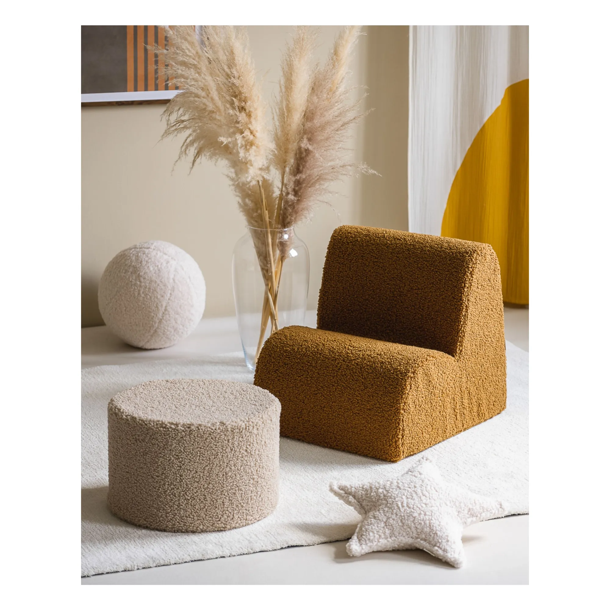 Pouf en teddy | Beige- Image produit n°2