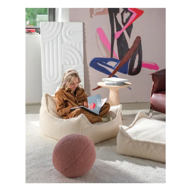 Pouf ottoman en teddy | Ecru