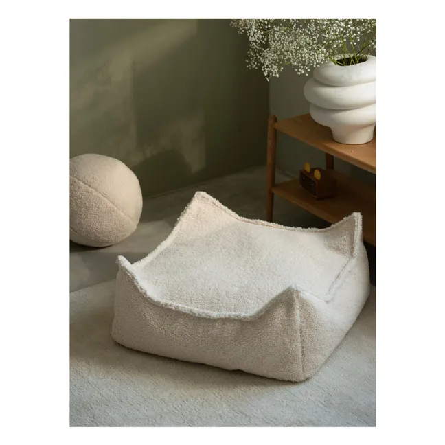 Pouf ottoman en teddy | Ecru