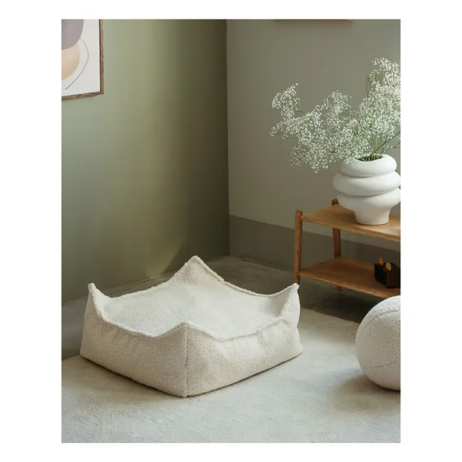 Pouf ottoman en teddy | Ecru