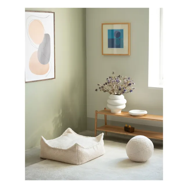 Pouf ottoman en teddy | Ecru