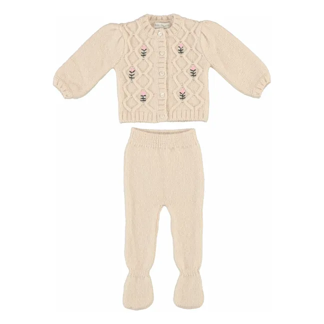 Ensemble Cardigan et Legging Rosine Mohair | Rose pêche
