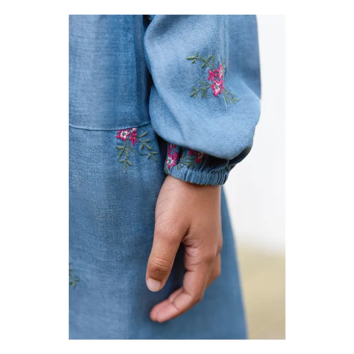 Robe Denim Brodée | Bleu- Image produit n°8