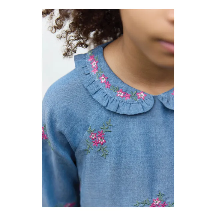 Robe Denim Brodée | Bleu- Image produit n°4