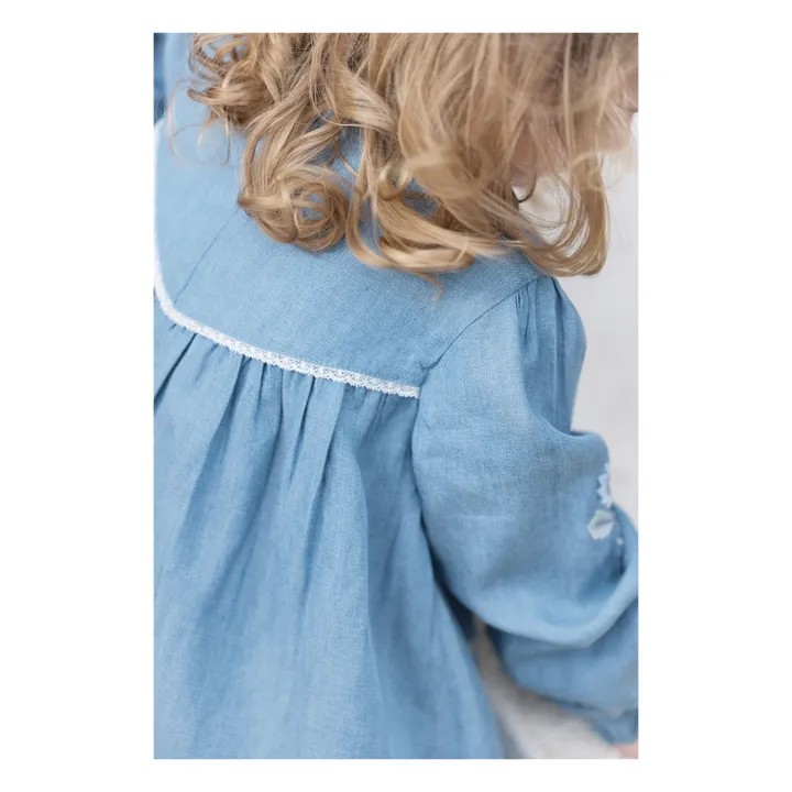 Robe Fleurie Denim | Bleu- Image produit n°5