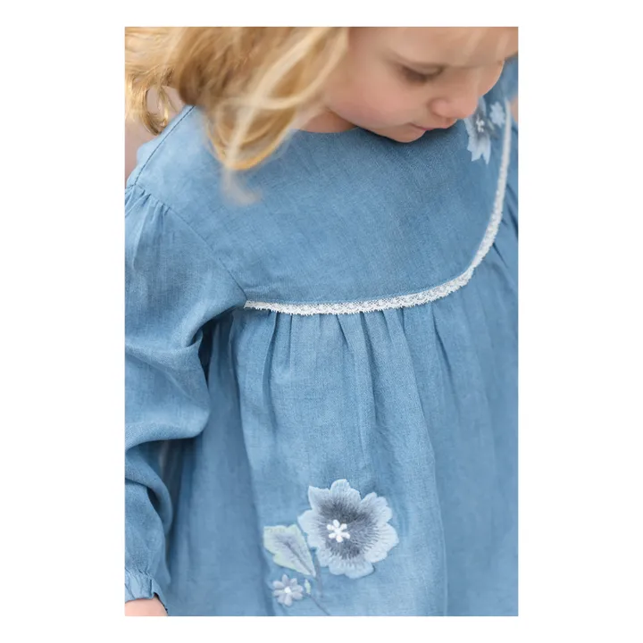 Robe Fleurie Denim | Bleu- Image produit n°4