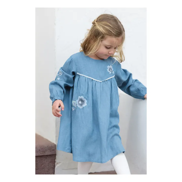 Robe Fleurie Denim | Bleu- Image produit n°3