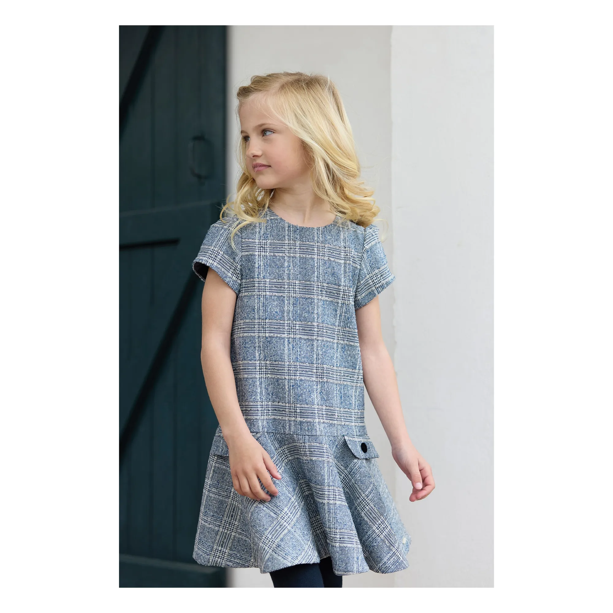 Tartine Et Chocolat Girls Blue Ruffle Dress