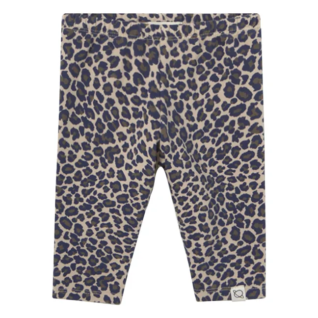 Legging Léopard Mini Coton Bio | Beige chiné