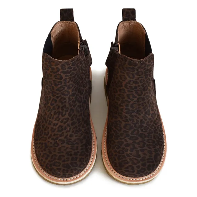 Boots Du Cos Léopard | Chocolat