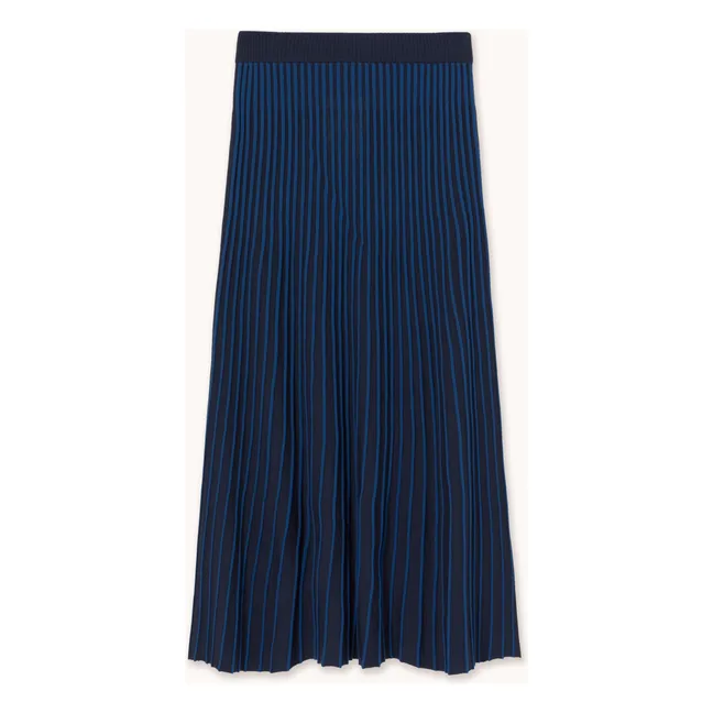 Jupe Contrast Laine Mérinos Extra Fine | Bleu marine