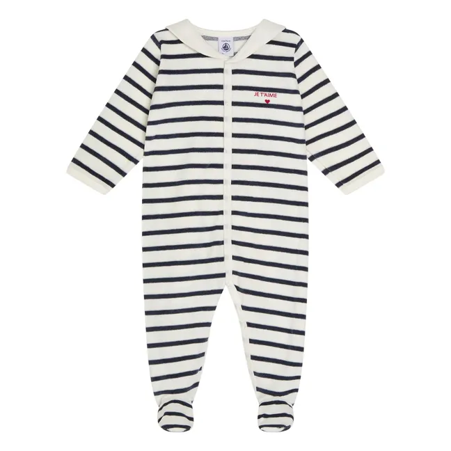 Pyjama Dors Bien Marinière Coton Bio | Blanc