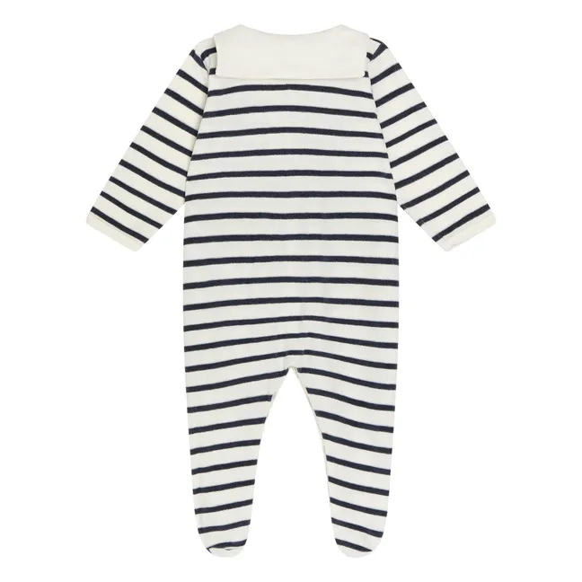 Pyjama Dors Bien Marinière Coton Bio | Blanc