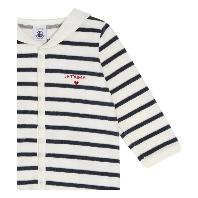 Pyjama Dors Bien Marinière Coton Bio | Blanc