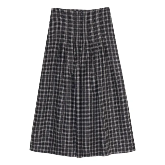 Dione Wool plaid skirt | Dark grey