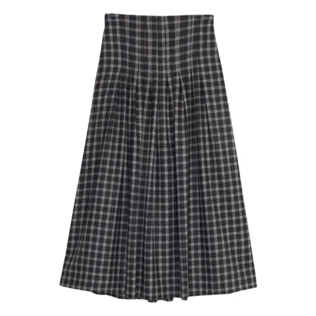 Dione Wool plaid skirt | Dark grey