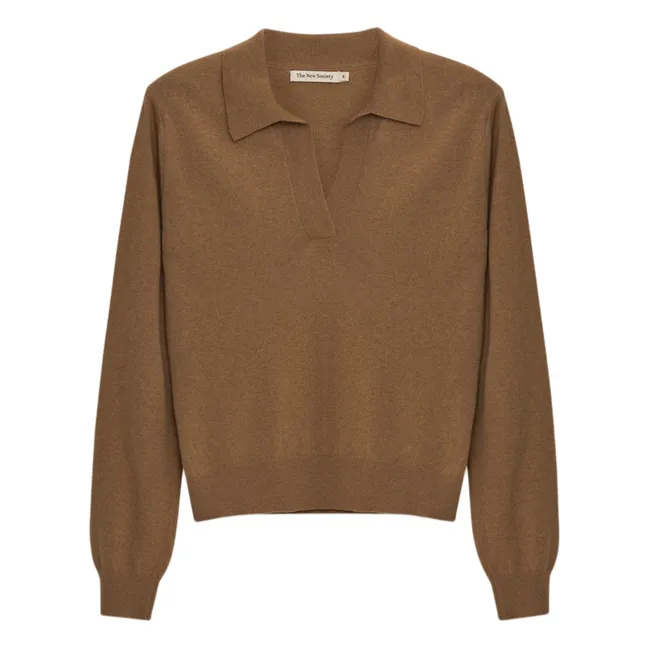 Maglione Agatha Polo in lana riciclata extra fine | Camel
