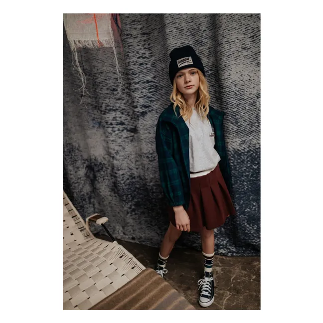 Falda plisada de algodón orgánico | Burdeos