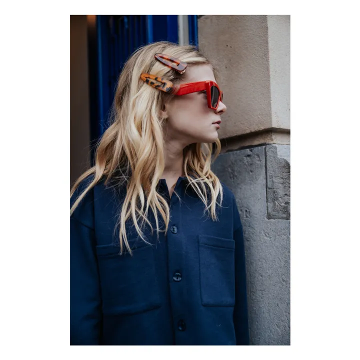 Chemise Crop Top Coton Bio | Bleu marine- Image produit n°2