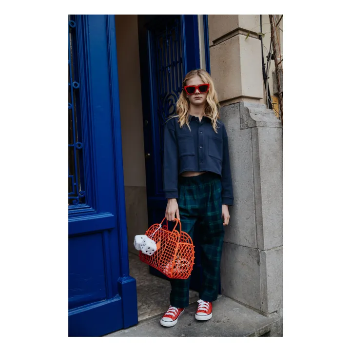 Chemise Crop Top Coton Bio | Bleu marine- Image produit n°1