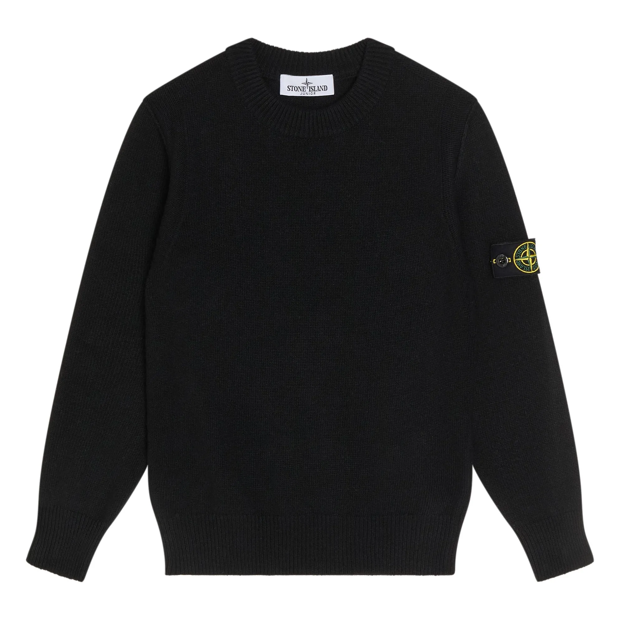 Stone Island Black Logo Wool Sweater