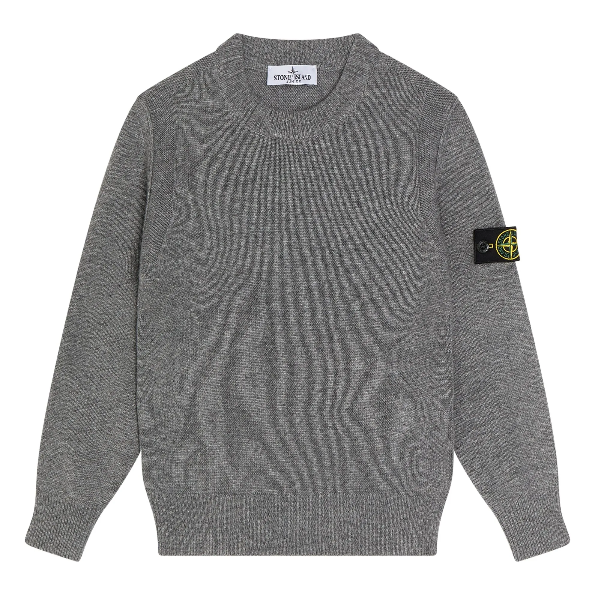 Stone Island Grey Logo Wool Sweater