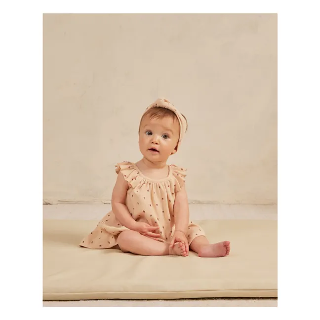 Vestido de fresas con volantes | Beige rosado