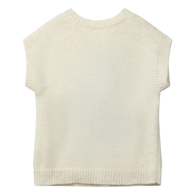 Pull Sans Manches Paws Laine | Ecru