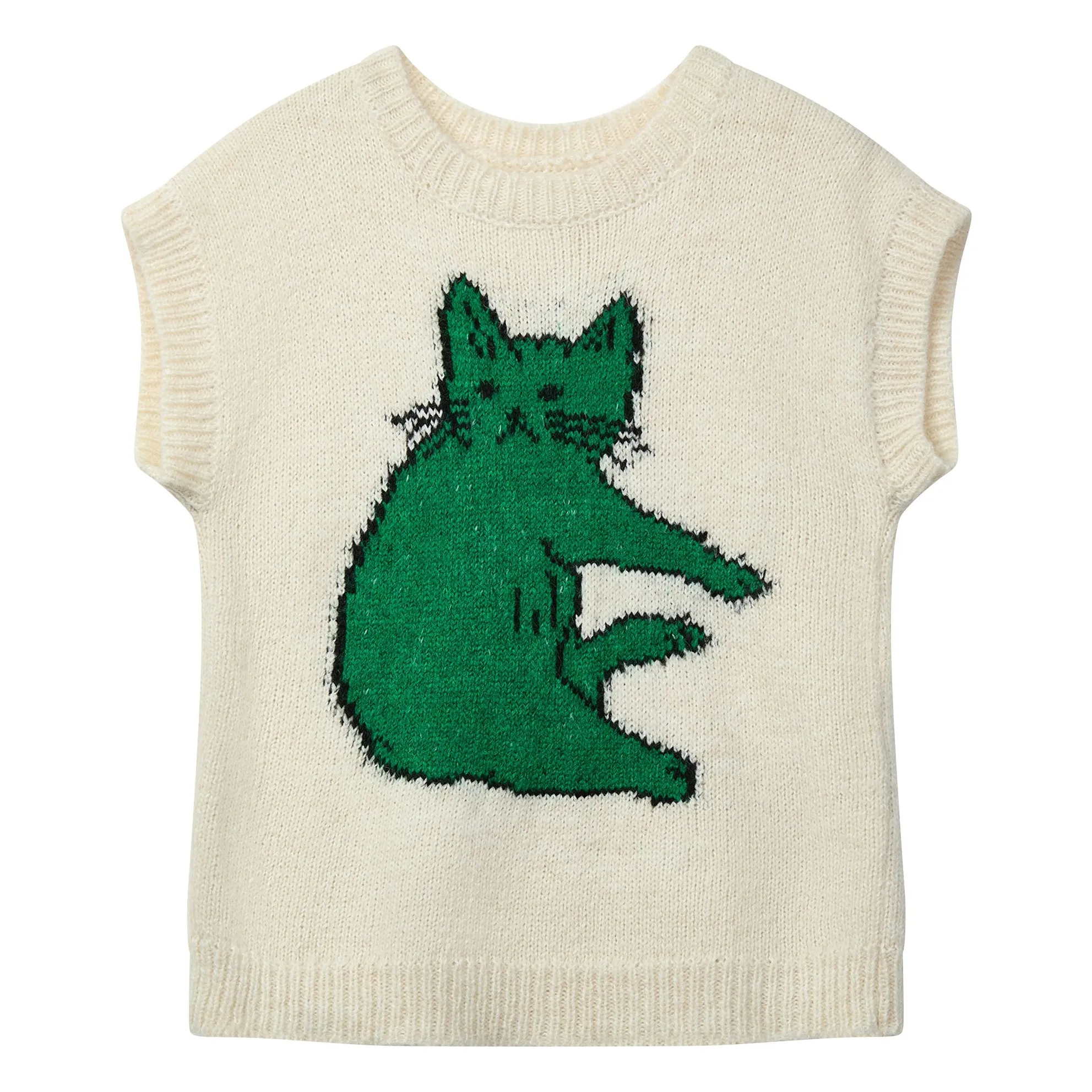 Wynken Ecru Paws Wool Sleeveless Sweater