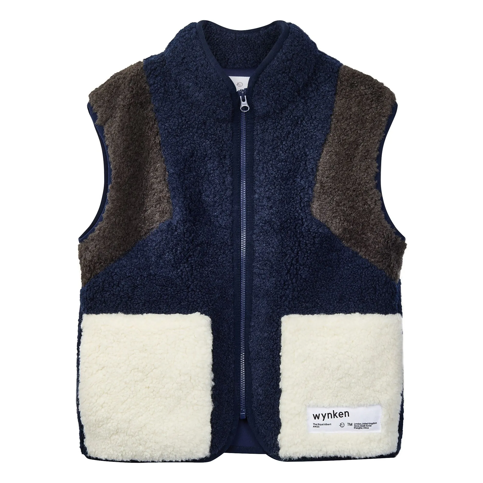 Wynken Navy Blue Wilderness Sleeveless Sherpa Jacket