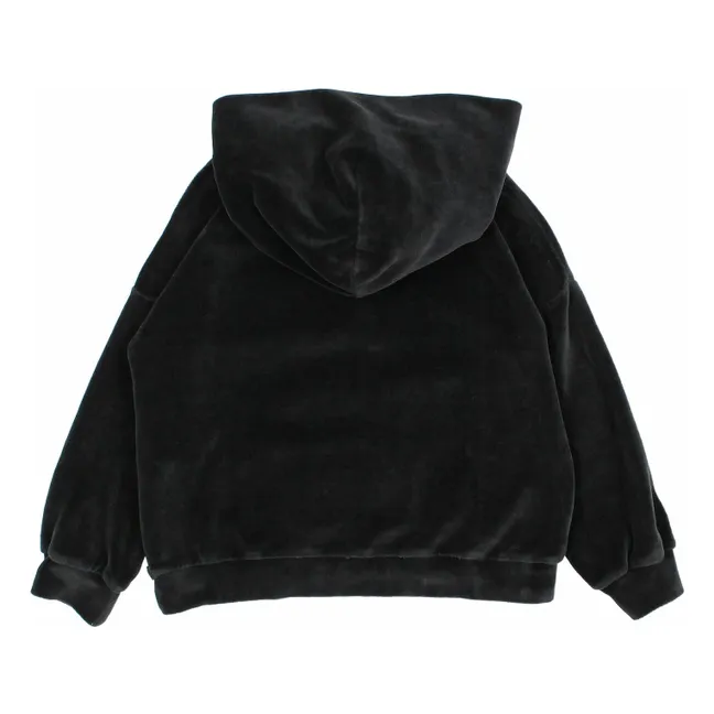 Sudadera con capucha de terciopelo y algodón orgánico | Gris Antracita