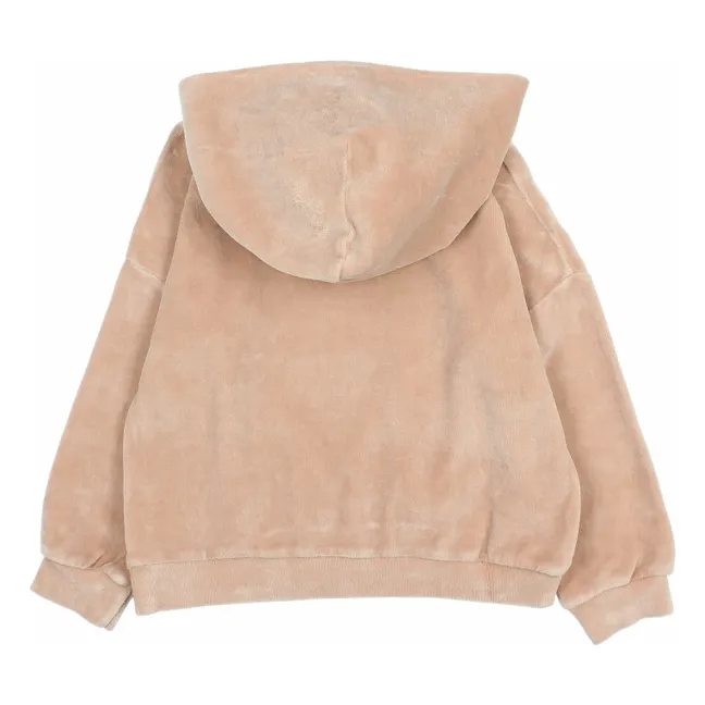 Sudadera con capucha de terciopelo y algodón orgánico | Rosa