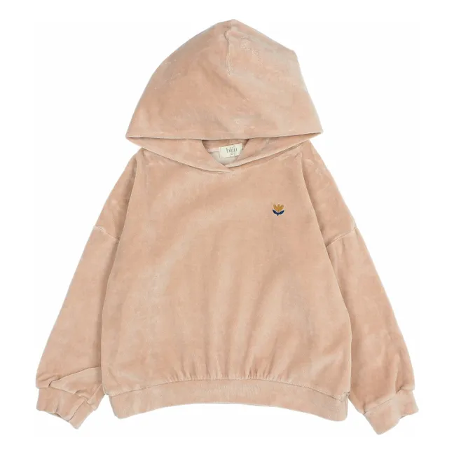 Sudadera con capucha de terciopelo y algodón orgánico | Rosa