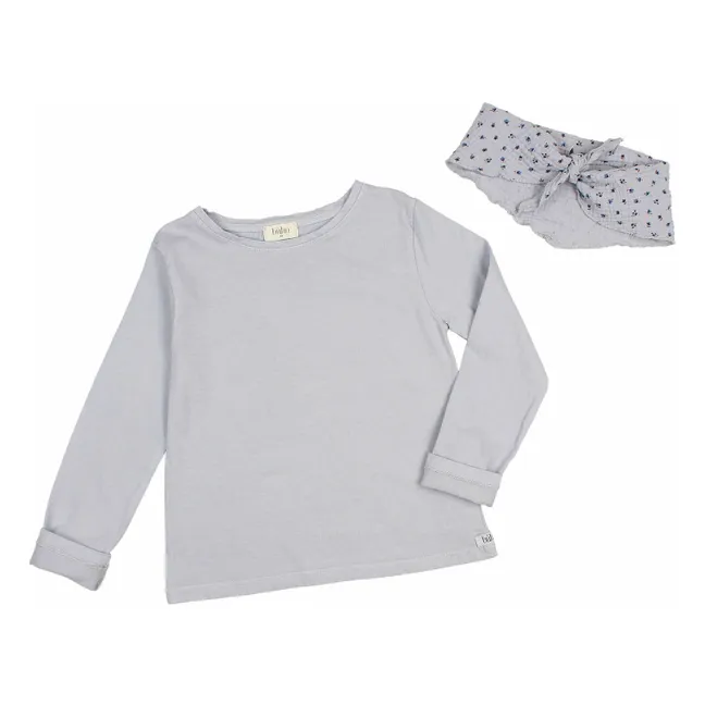 T-shirt Foulard Gaze de Coton Bio | Bleu gris