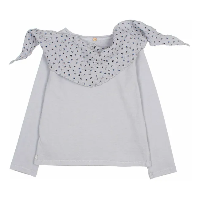 T-shirt Foulard Gaze de Coton Bio | Bleu gris
