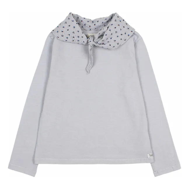 T-shirt Foulard Gaze de Coton Bio | Bleu gris