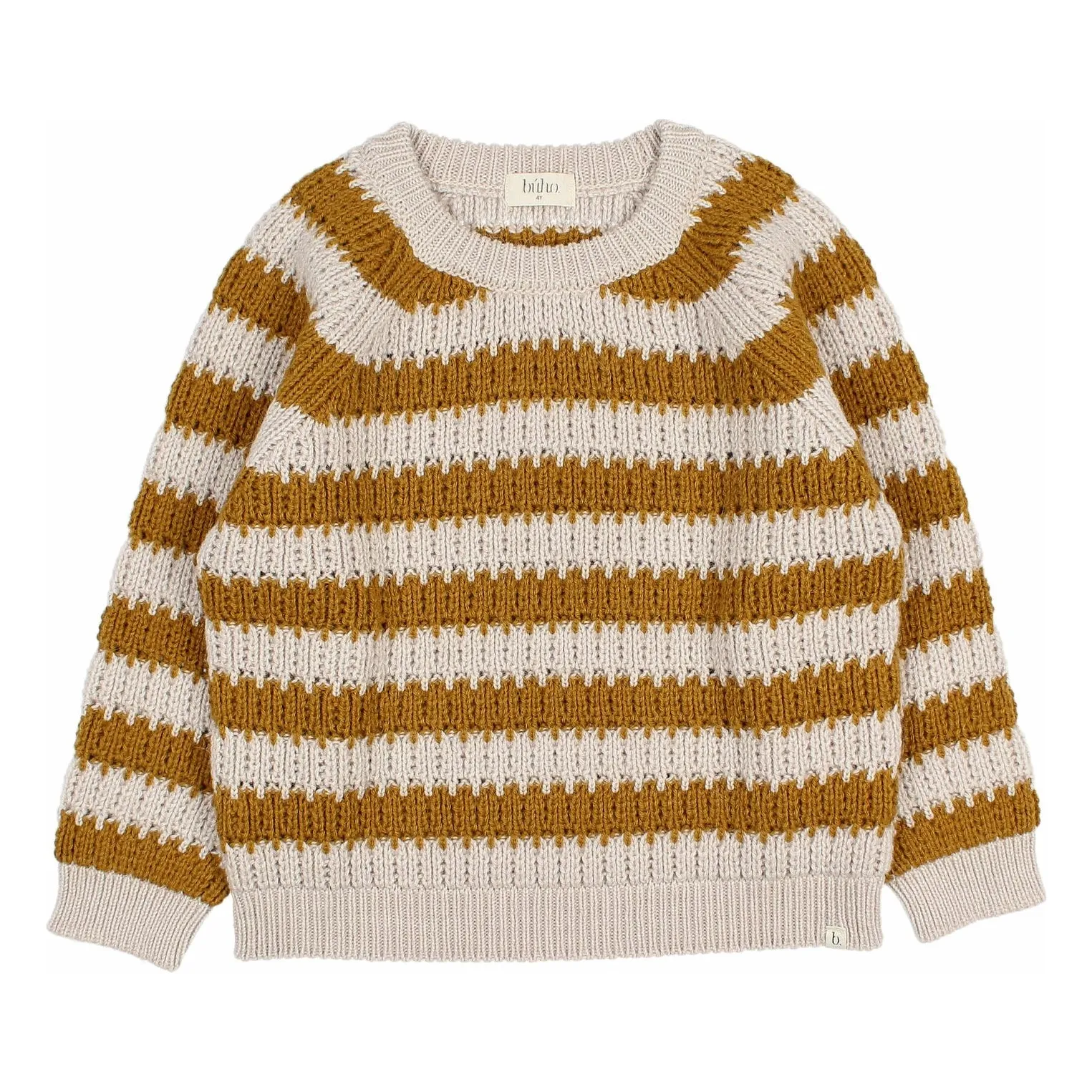 Búho - Pull Enfant Rayé Laine Alpaga Ocre 4 ans