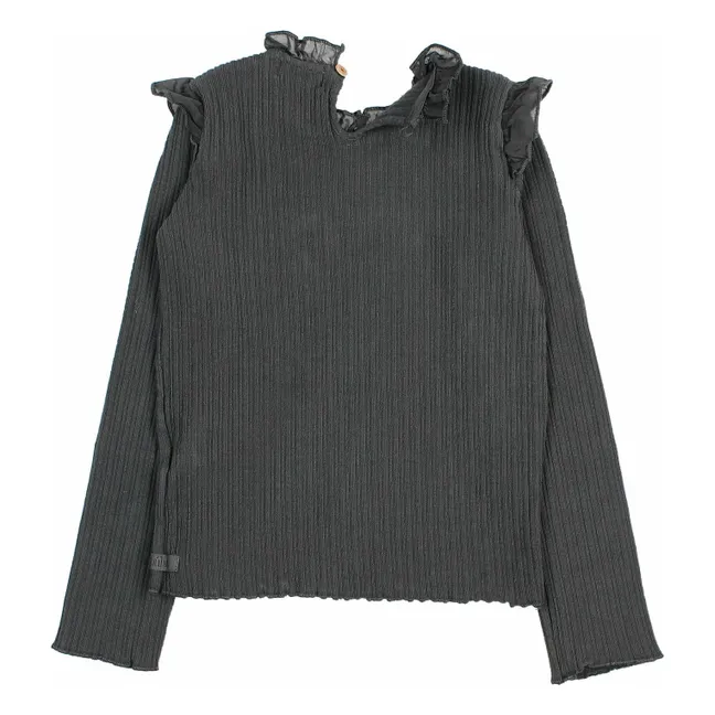 Maglietta a coste | Grigio antracite