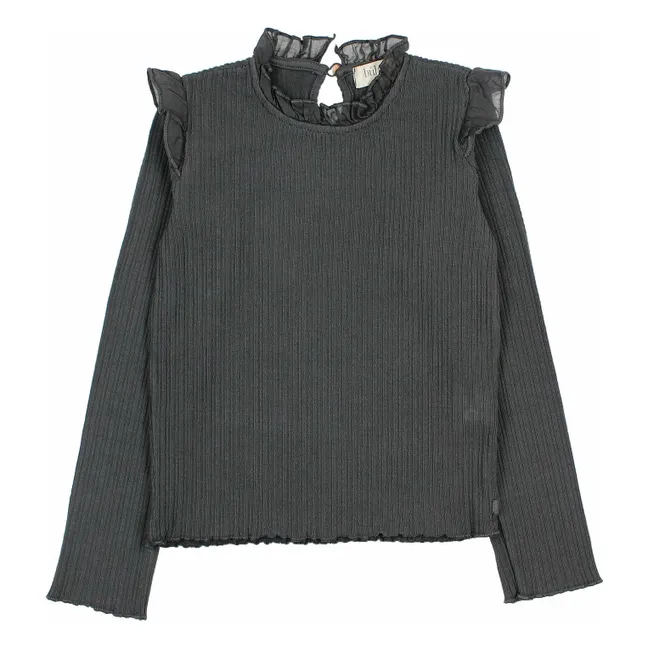 Maglietta a coste | Grigio antracite