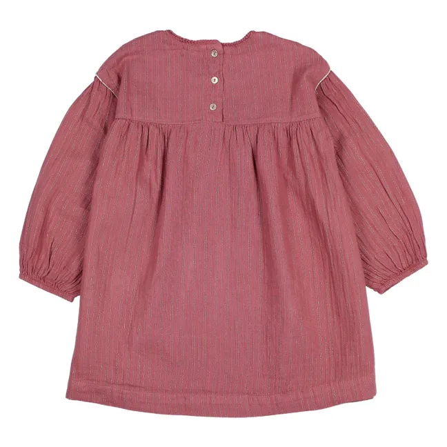 Vestido de gasa de algodón orgánico con lúrex | Malva