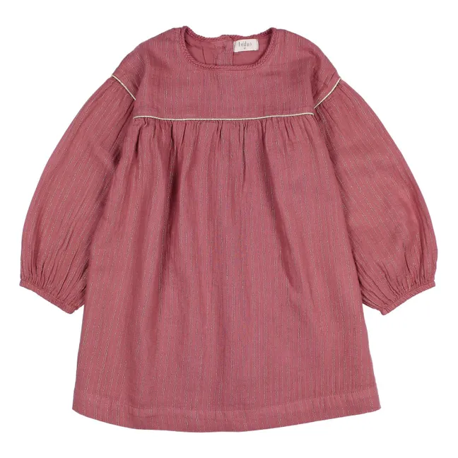 Vestido de gasa de algodón orgánico con lúrex | Malva
