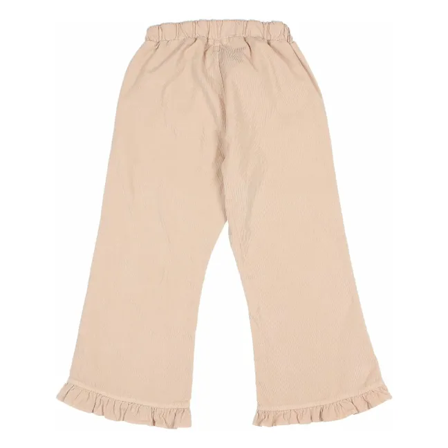 Bio-Baumwollcordhose mit Blumenmuster | Rosa