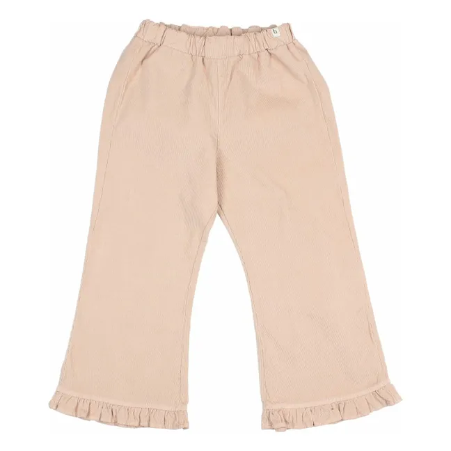 Bio-Baumwollcordhose mit Blumenmuster | Rosa