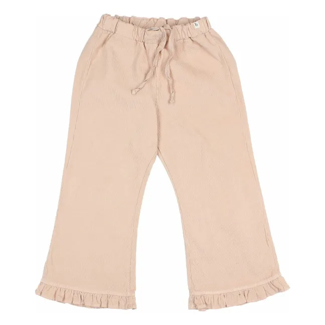 Bio-Baumwollcordhose mit Blumenmuster | Rosa